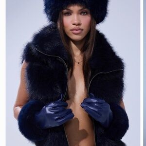 Navy blue fur vest